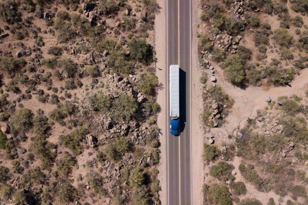 Moving truck on the road