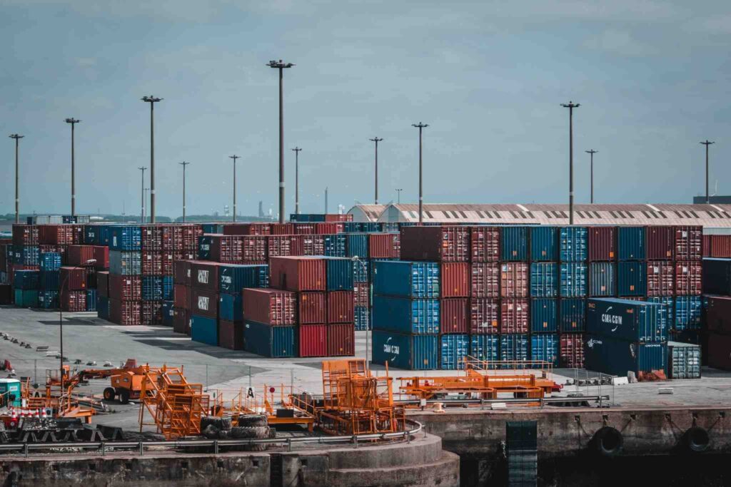 Stack of containers in logistics