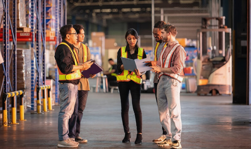 3PL Logistics Warehouse Management Discussing inventory status