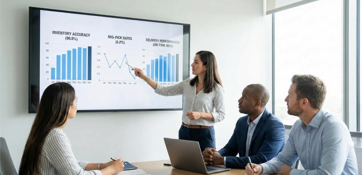 3PL Performance metrics review logistics kpi dashboard meeting