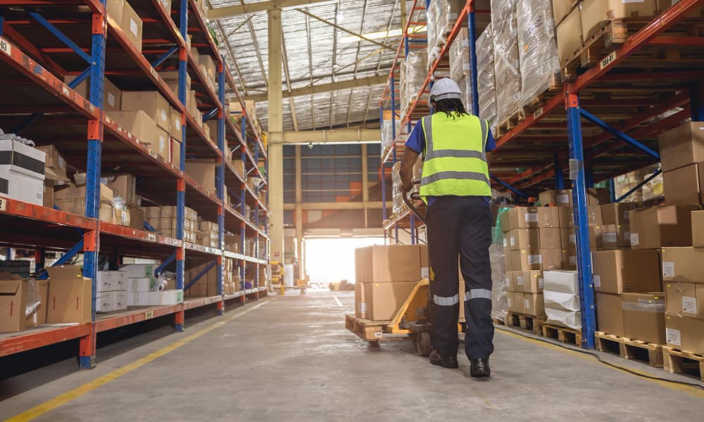 Employee working on warehouse