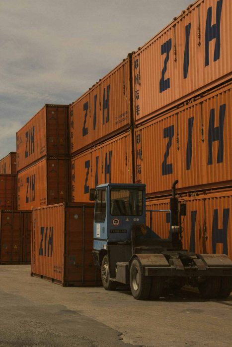 Stack of large containers